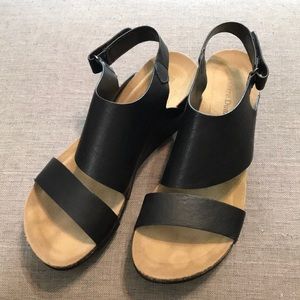 Pierre Dumas Black Chantal Platform Wedge Sandal